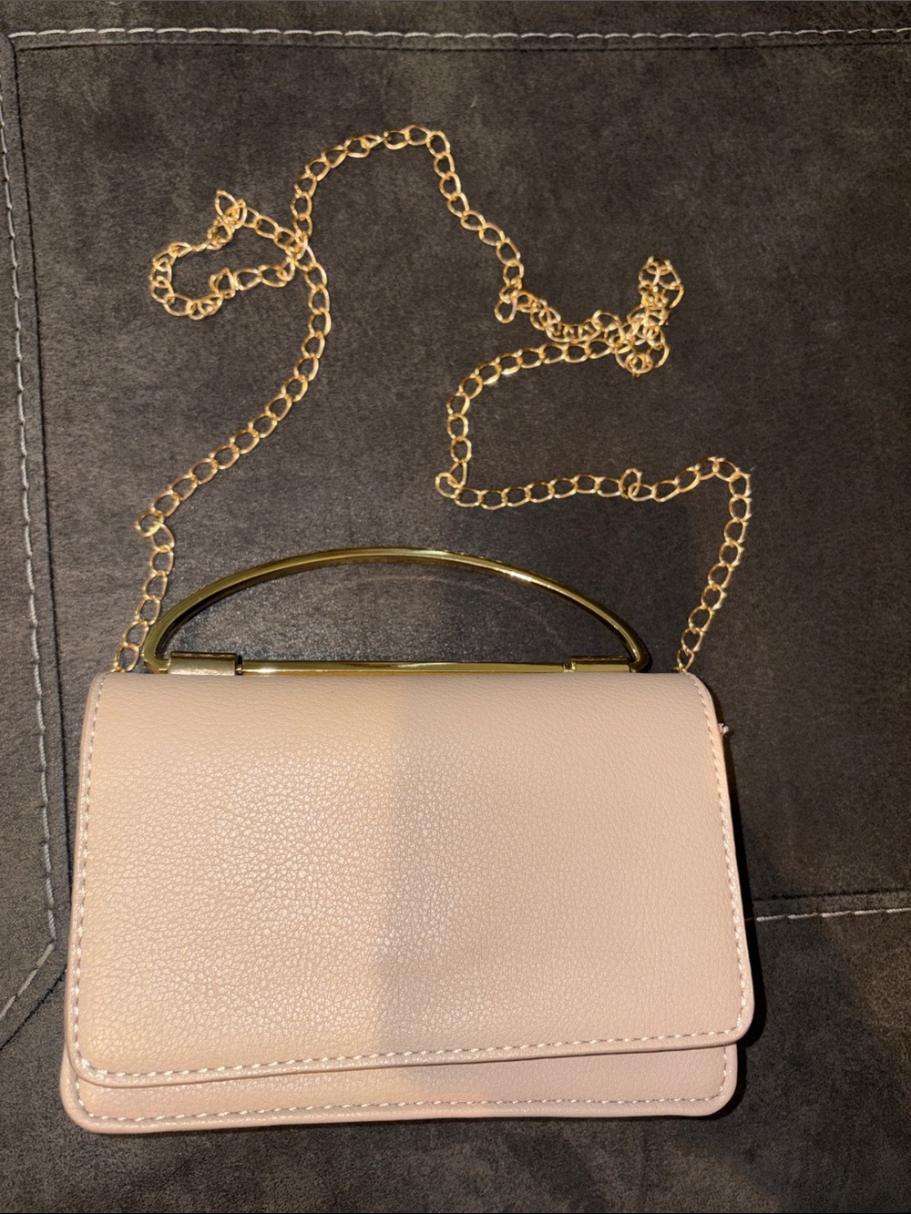 Madison West Beige Crossbody with Gold Chain Handle